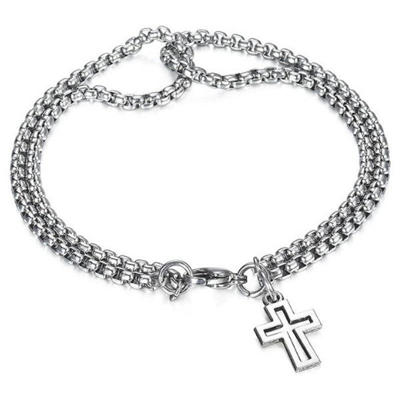 Men's Fashion Cross Hollow Double Chain Brace Bracelets