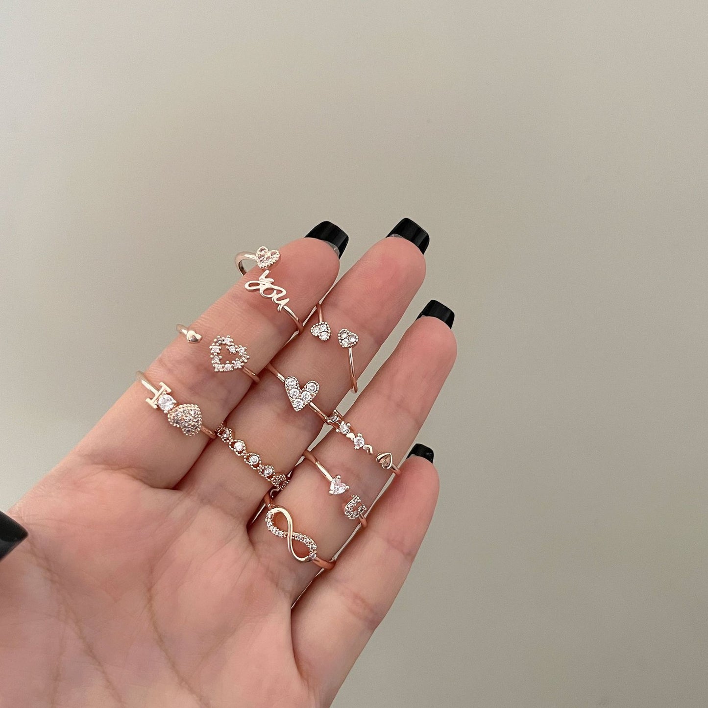 Zircon Bow Opening Adjustable Personality Minimalist Rings