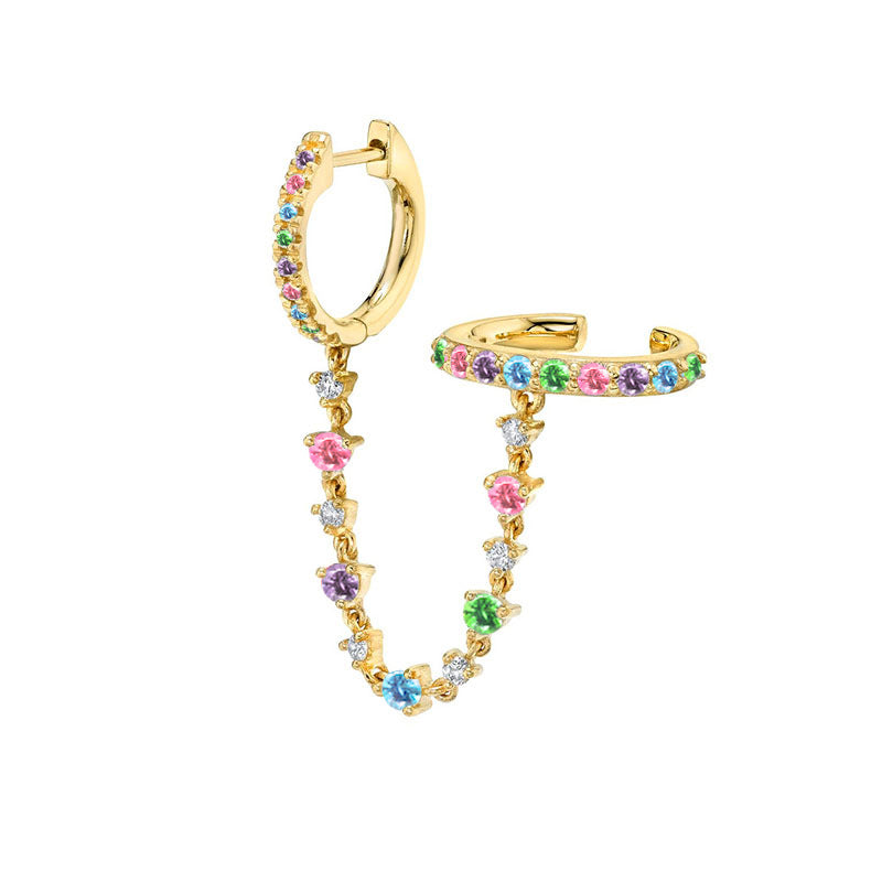 Women's Diamond Ear Chain Double Clip Fashion Trend Eardrop Earrings