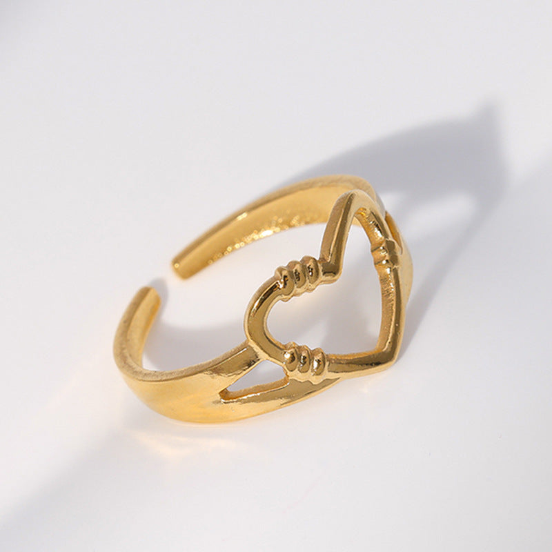 Female Open Heart Style Simple Fashion Rings