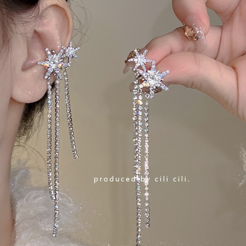 Women's Diamond Butterfly Tassel Romantic Design Style Earrings