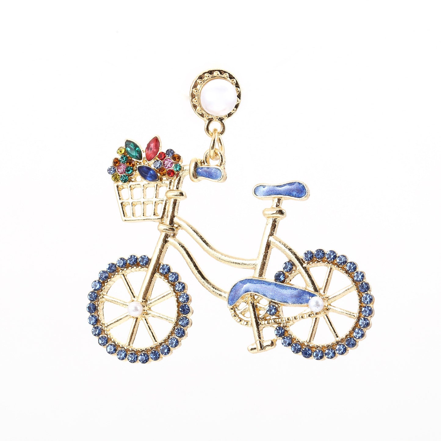 Cute Fashion Bicycle Pearl Zinc Alloy Earrings