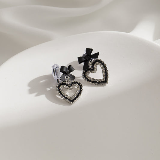 Elegant Black Bow High-grade Sense Temperament Entry Earrings