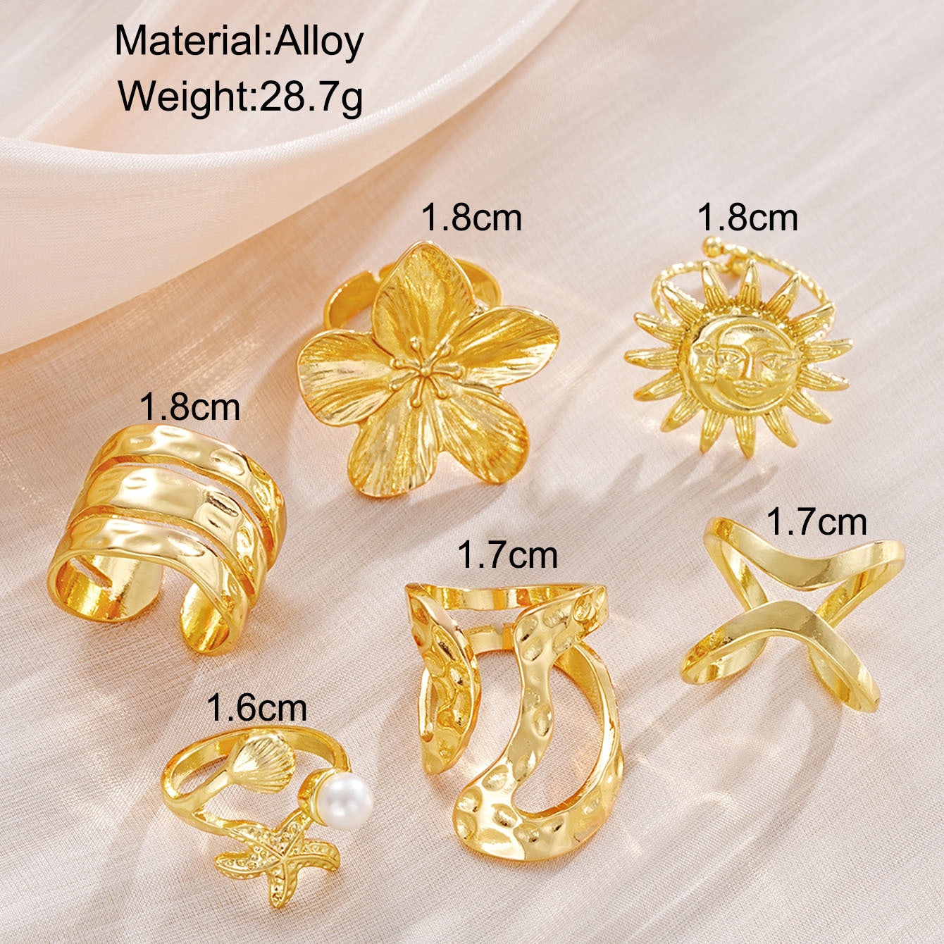 Starfish Sunflower Female Creative Seaside Vacation Ring