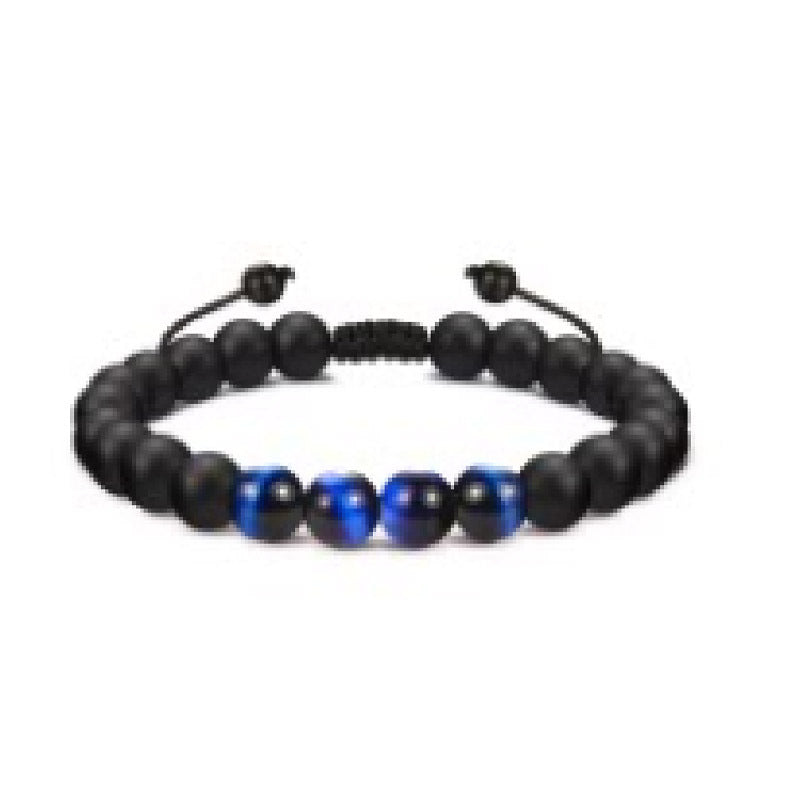 Men's Obsidian Frosted Woven Football Fashion Tigereye Volcanic Bracelets