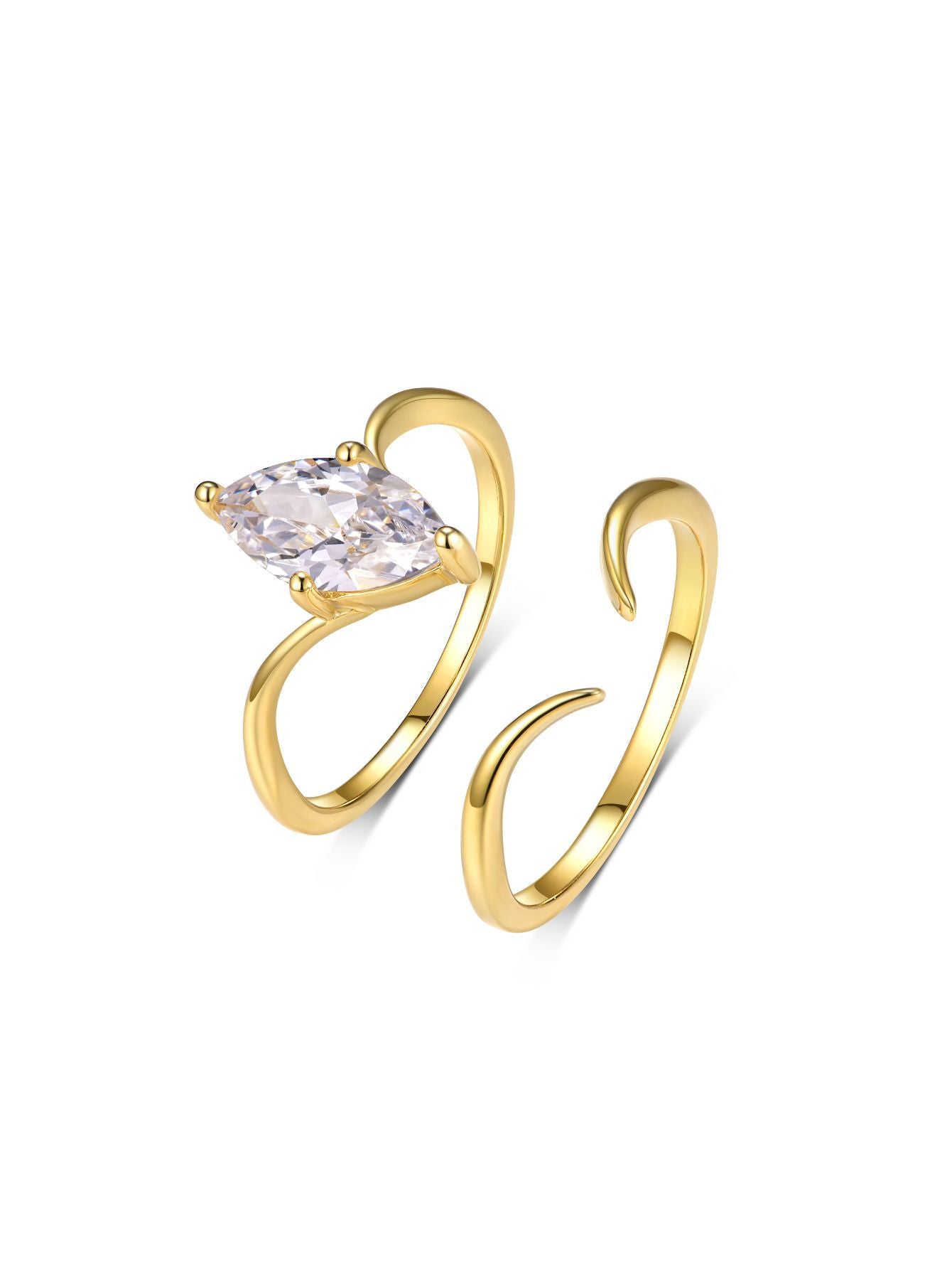 Inlaid Horse Eye Shape Moissanite Fashion Rings