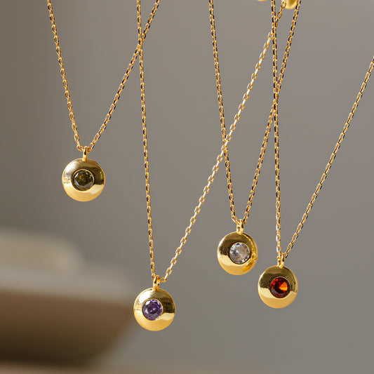 Birth Birthstone Zircon Clavicle Color Retaining Necklaces