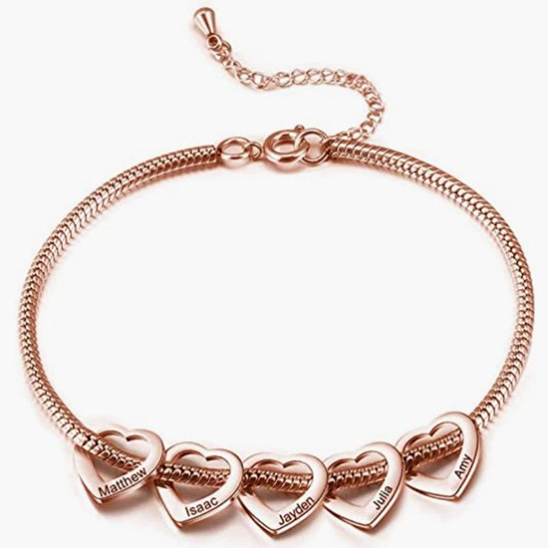 Women's Stainless Steel Heart Shaped Love Name Bracelets