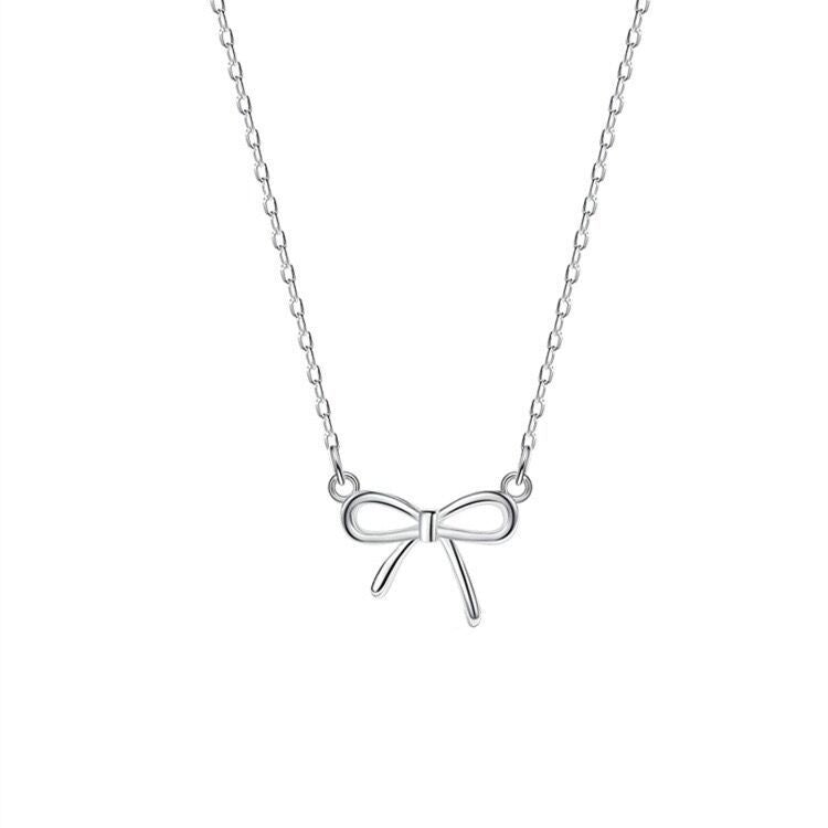 Women's Sier Light Luxury Pearl Bow Double Necklaces