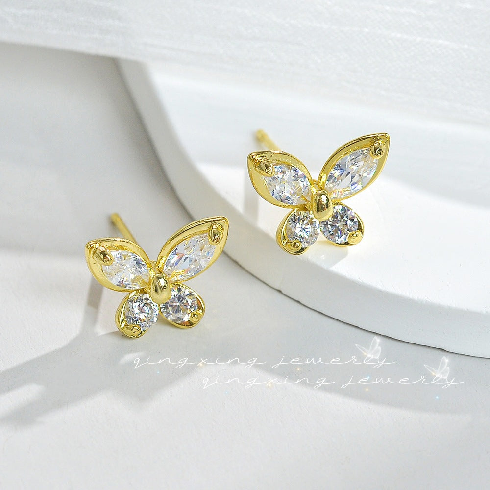 Butterfly Petite Niche Design Purple Korean Earrings