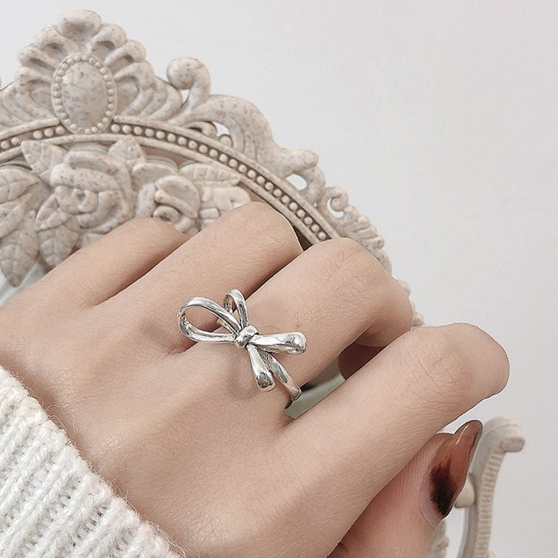 Women's Bowknot Simple Geometric Lines Twin Open Rings