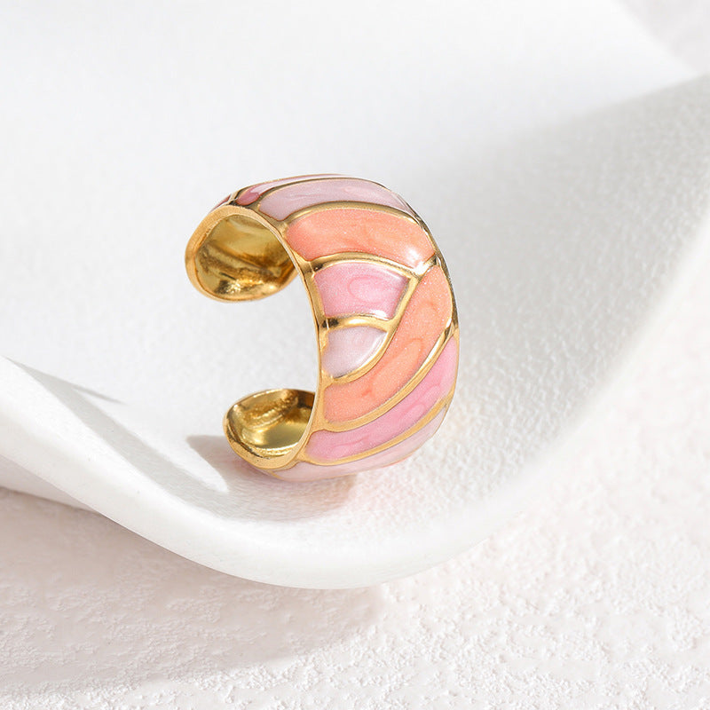 Geometric Irregular Lines Drip Open Fashion Titanium Rings