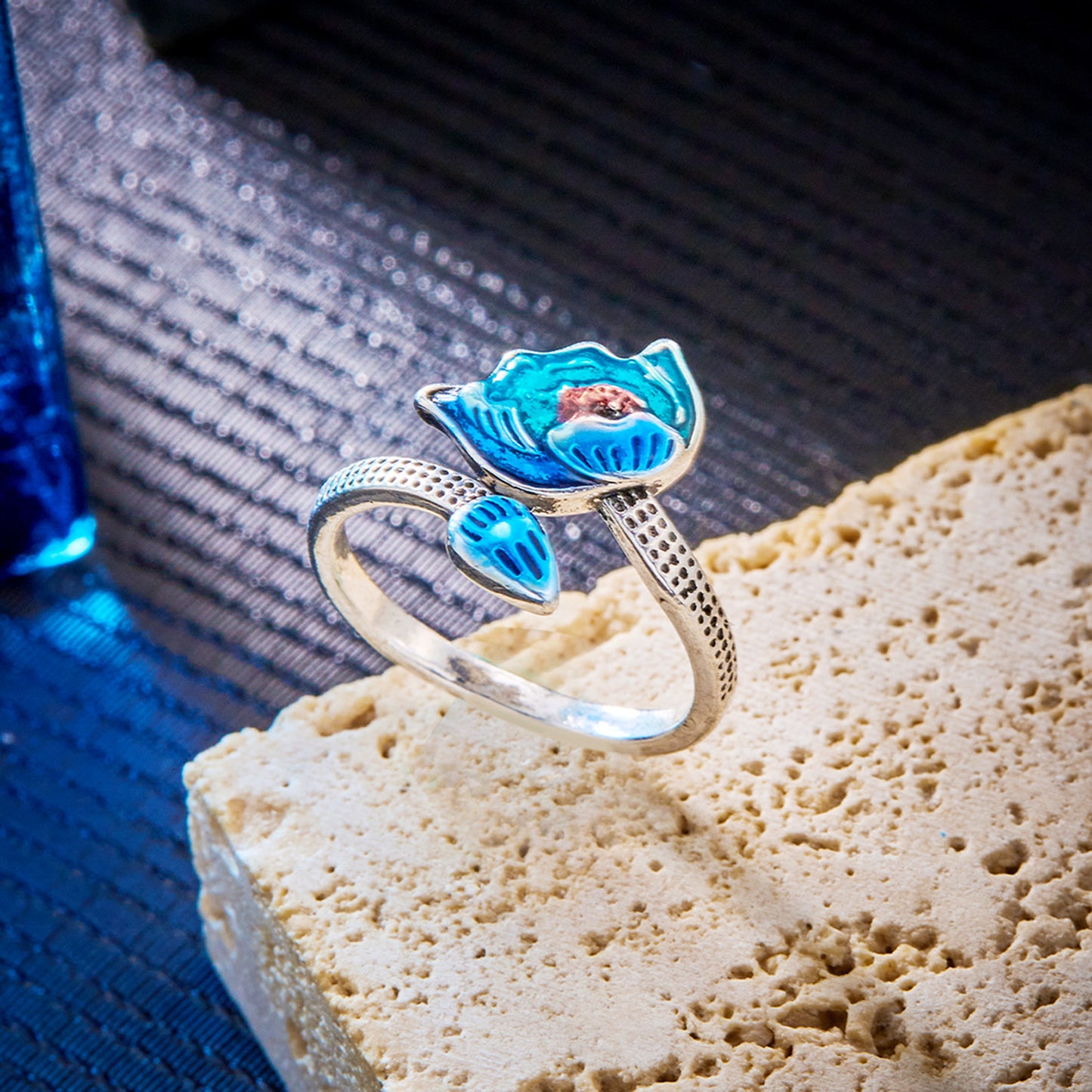 Creative Koi Enamel Simple Temperament Gradient Lotus Ring