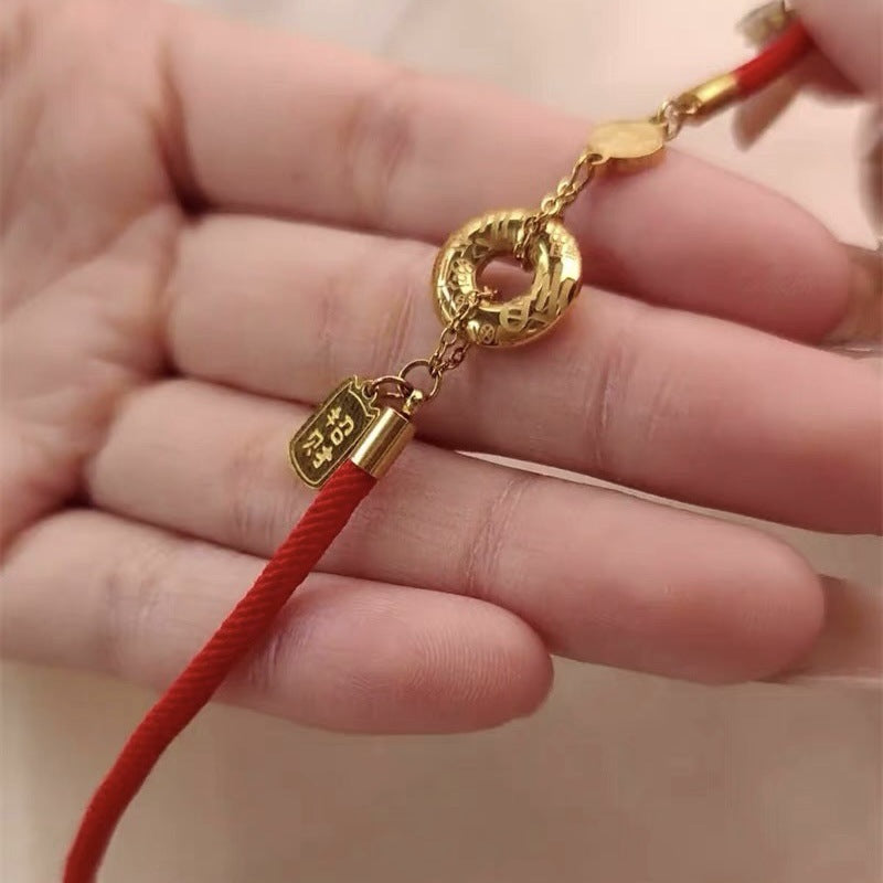 Steel Gold Light Luxury Red Rope Bracelets