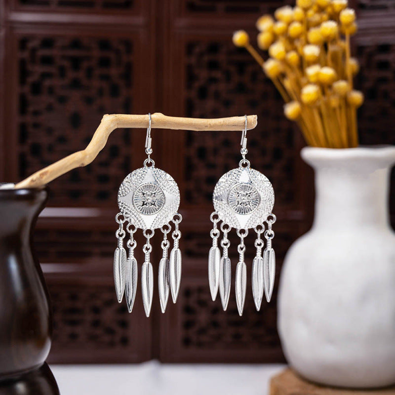 Imitation Miao Sier Ethnic Style Peacock Earrings