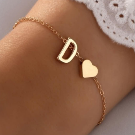 Women's English Letter Graceful Personality Alloy Heart-shaped Bracelets