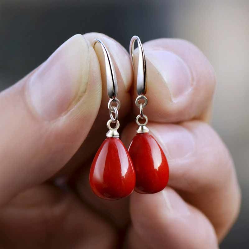 Water Drop Oval Artificial Pearl Female Earrings