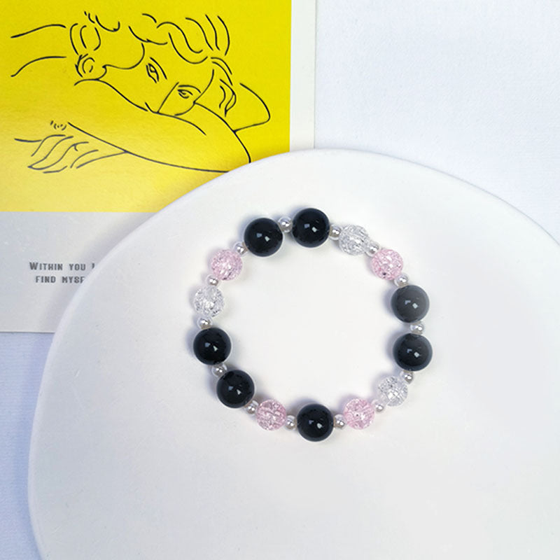 Women's Natural Amethyst Beaded Summer Acrylic Niche Bracelets