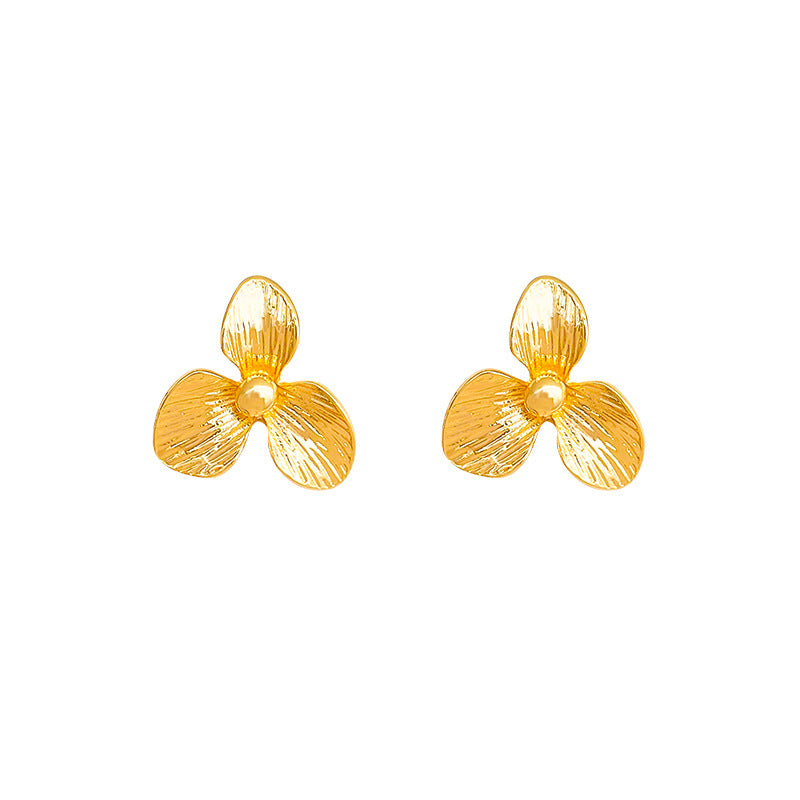 Women's Light Luxury Simplicity High-grade Metal Sense Petal Design Earrings