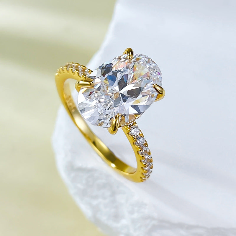 Jewelry Sier Plated Artificial Diamond Oval Rings
