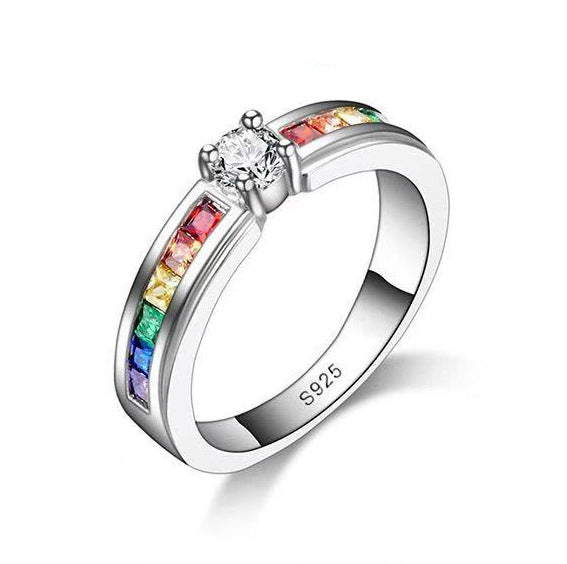 Women's Colorful Accessories Female Inlaid Zircon Titanium Rings