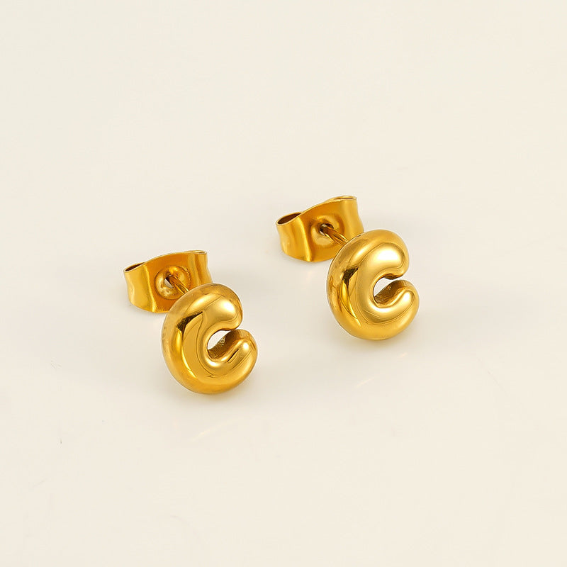 Women's Elegant Titanium Steel Stainless Gold-plated Mini Earrings