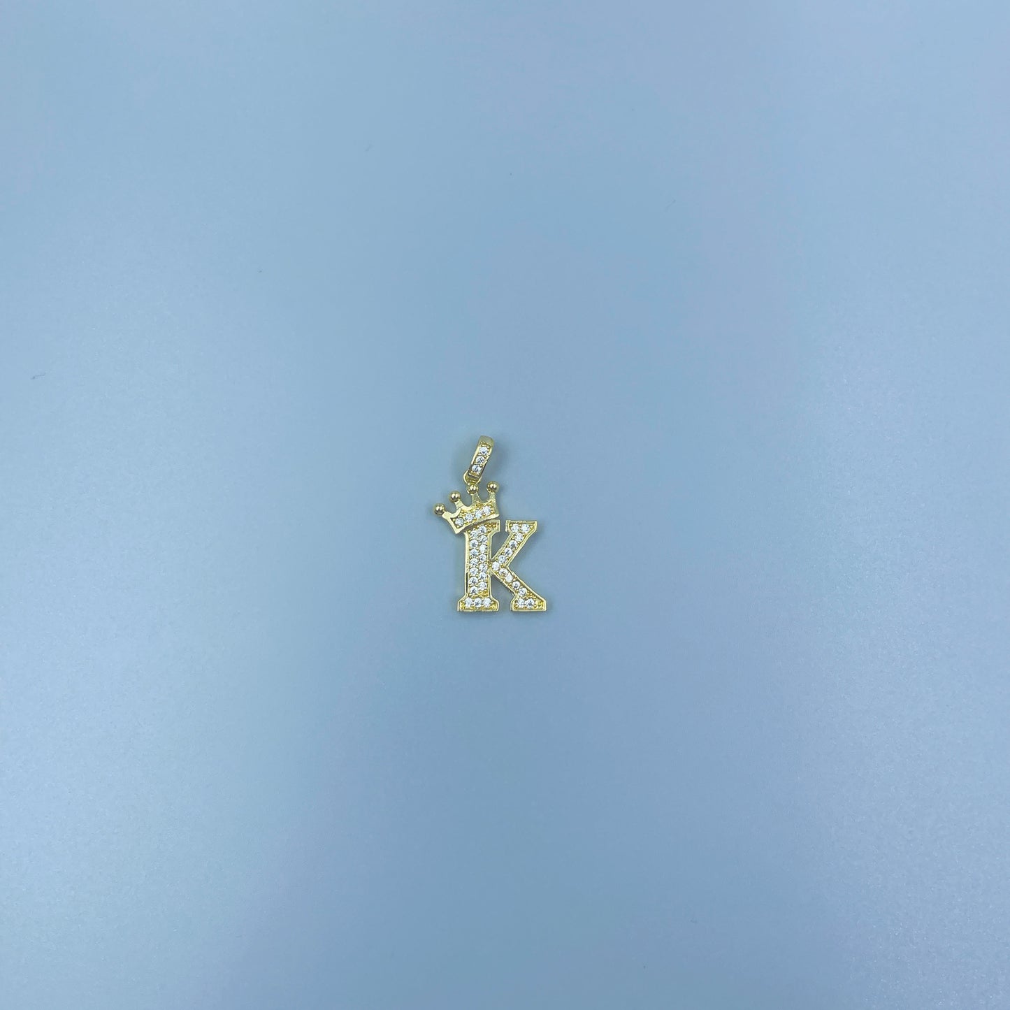 Full Diamond Crown Letters Copper Plated Real Gold Inlaid Zircon Pendant