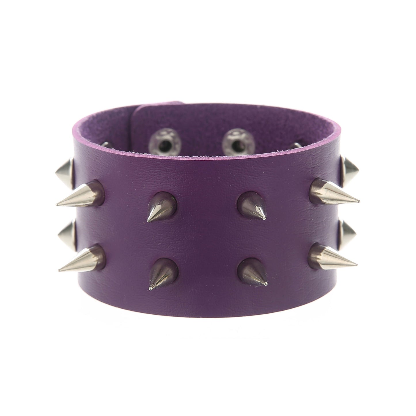 Punk Double Row Alloy Spike Couple Leather Rock Stainless Bracelet
