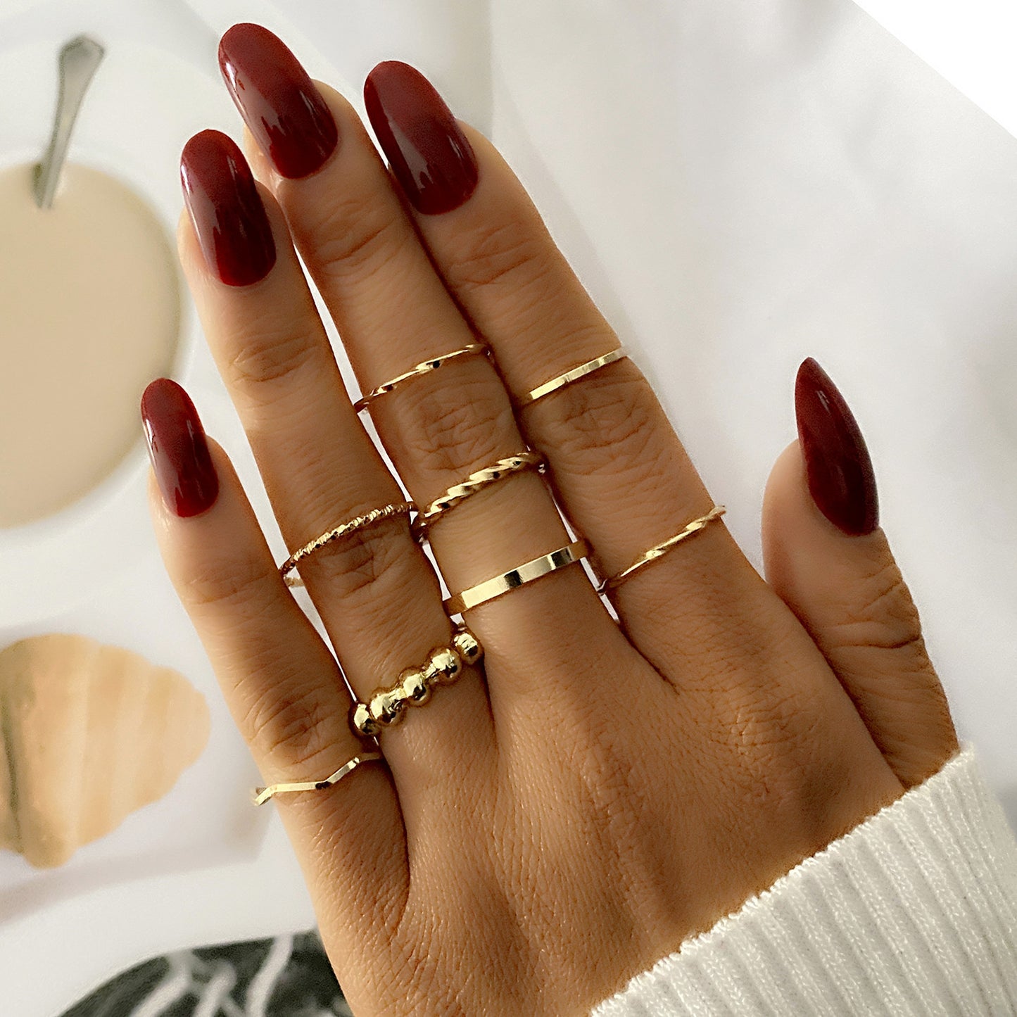Simple Geometric Irregular High-grade Retro Alloy Rings