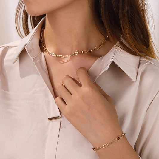 Women's Twin Collarbone Simple Fashion Thick Chain Trendy Jewelry Set