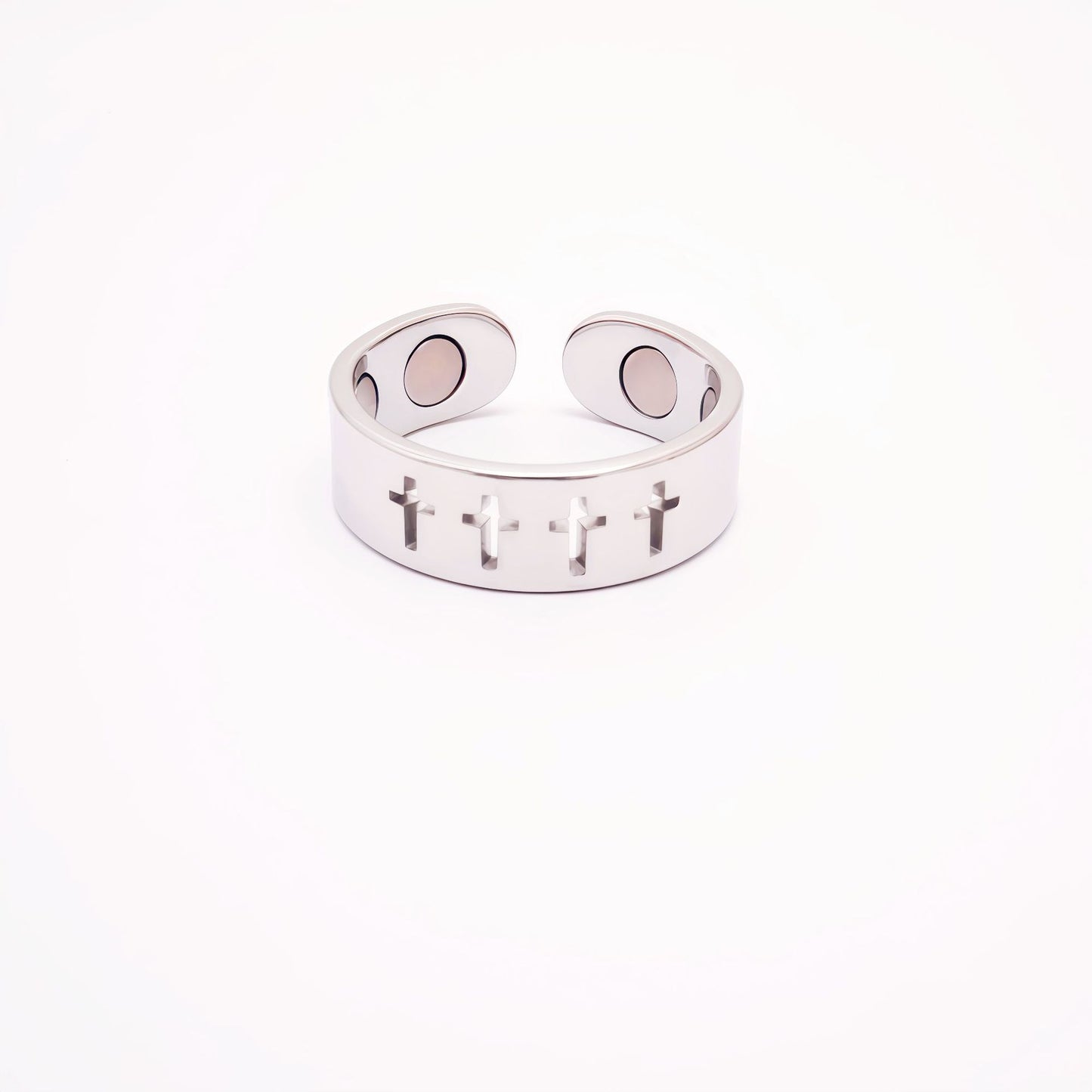 Cross Figure Magnetic Therapy Opening Double Healthy Ring