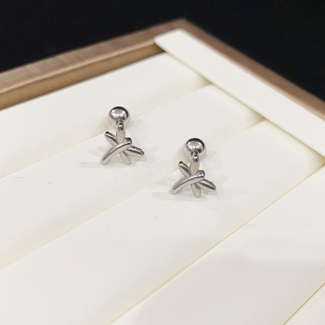 Series Titanium Steel Gold-plated Screw Thin Earrings