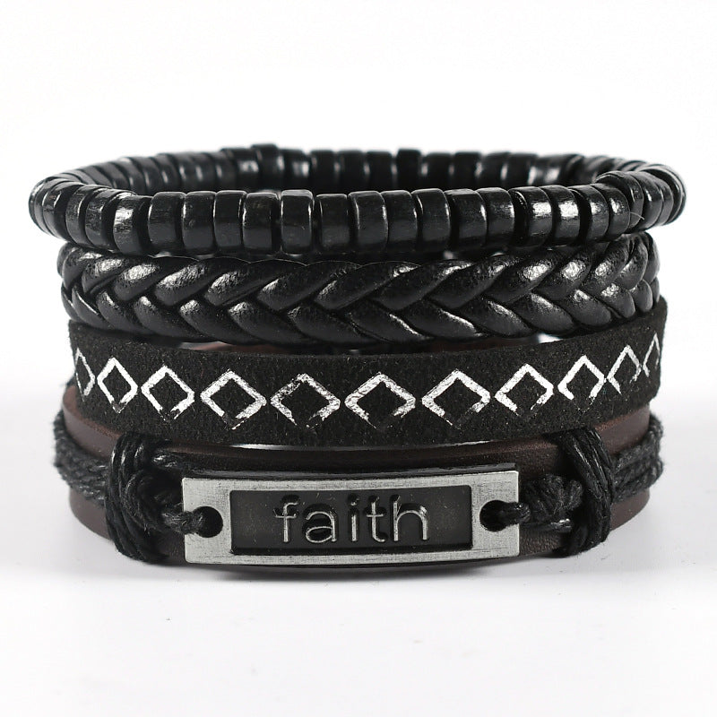 Men's Fashion Leather Woven Wings Boat Anchor Bracelets