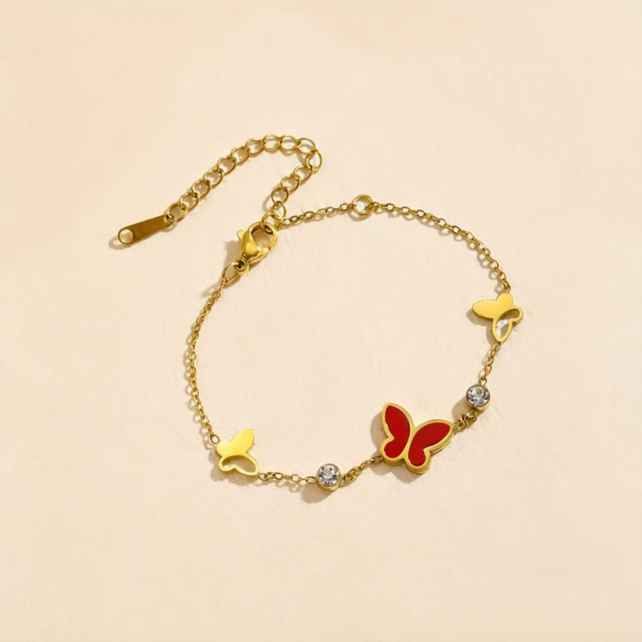 Jeweled Butterfly Titanium Steel Fritillary Color Bracelet