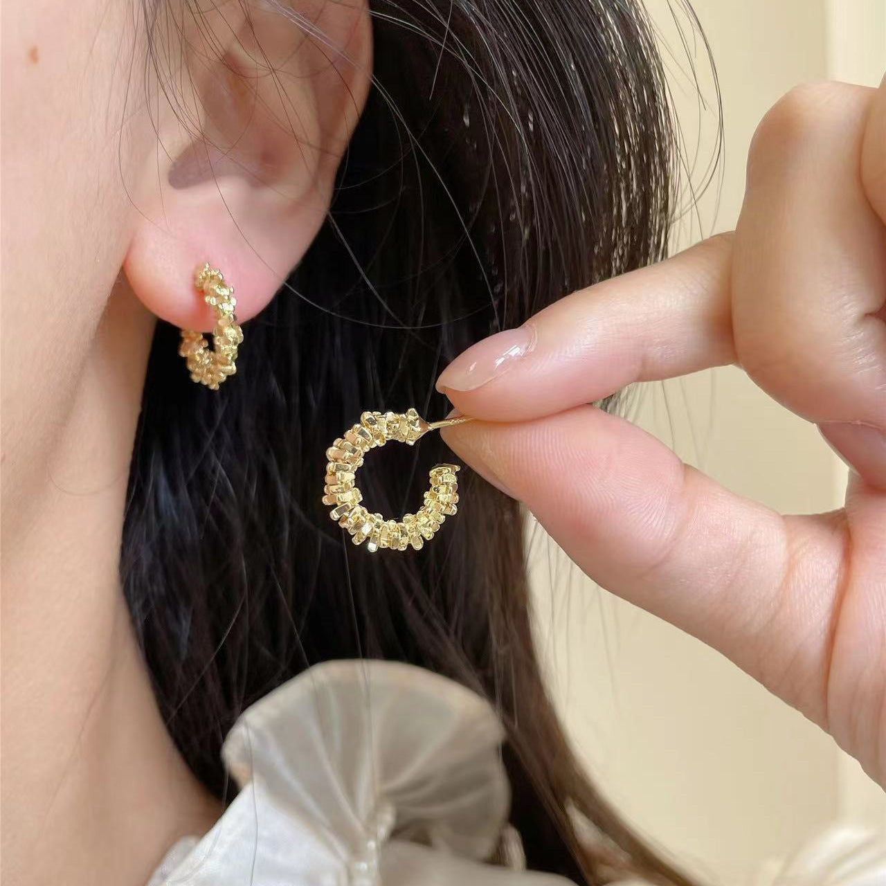 Simple Circle Sier Temperament Wild Design Earrings