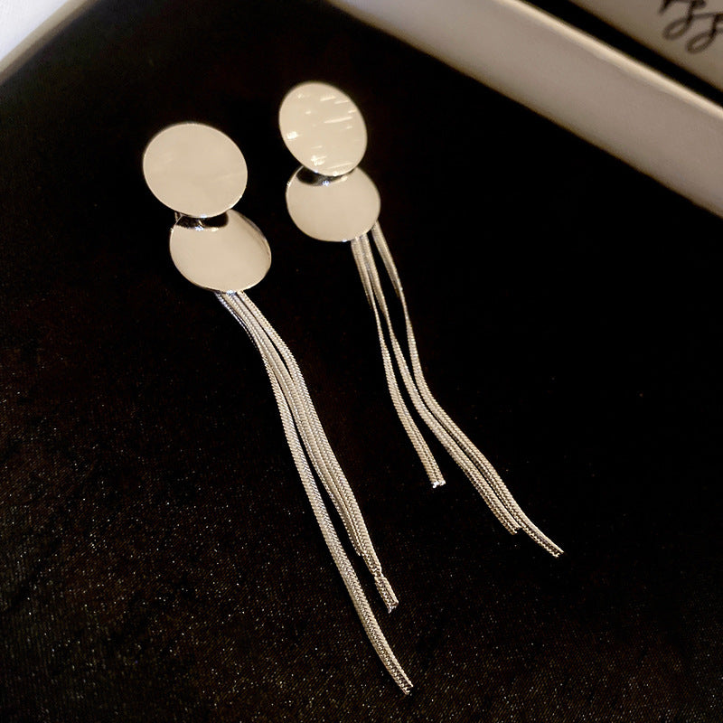 Sier Needle One Style For Sequined Long Metallic Tassel Simple Rings