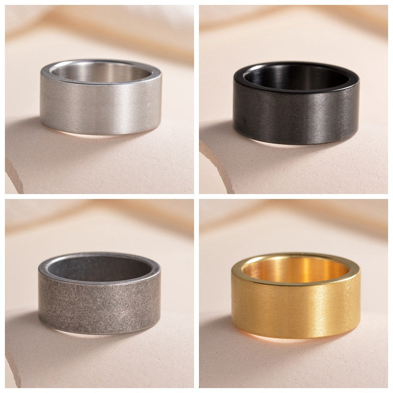 Ornament Wide Simple Titanium Steel Big Rings