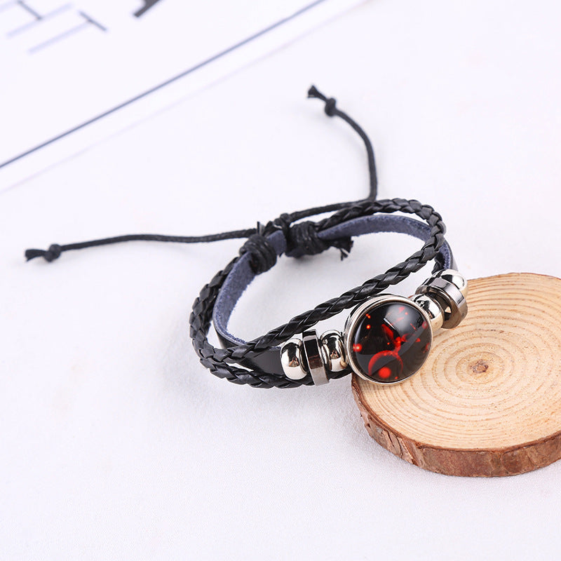 Constellation Beaded Cattle Leather Glass Luminous Bracelets