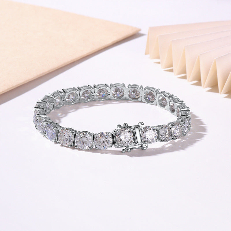 Women's Sier Inlay Tennis Full Hip Bracelets