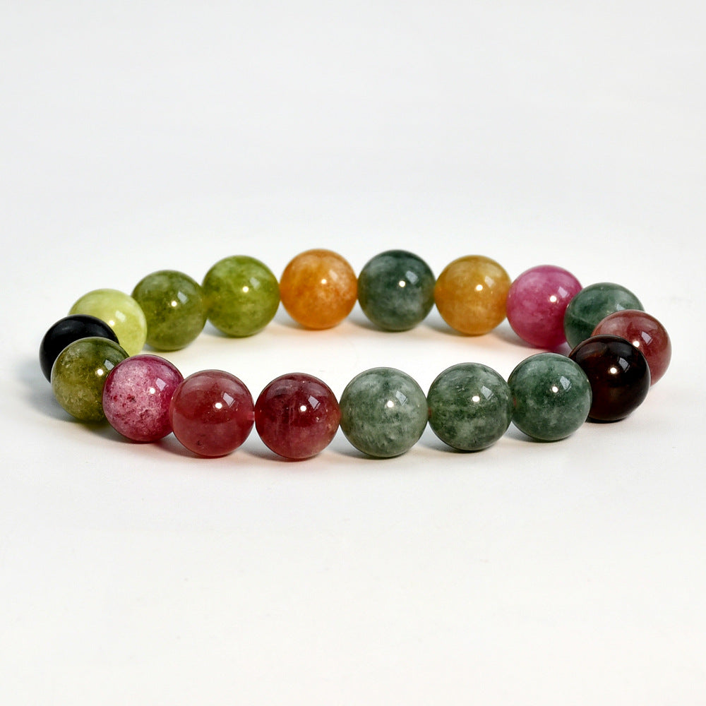 Women's Twin Rainbow Tourmaline Crystal Single Circle Bracelets