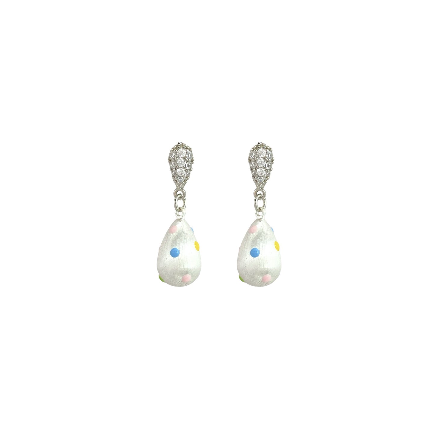 Design Unique Brushed Water Drop Color Dots Light Luxury Earrings