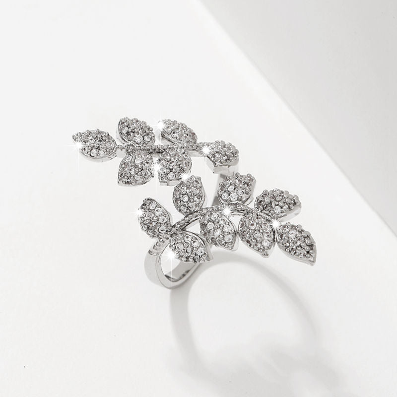 Leaf Wheat Lady Design Inlaid Adjustable Female Ring