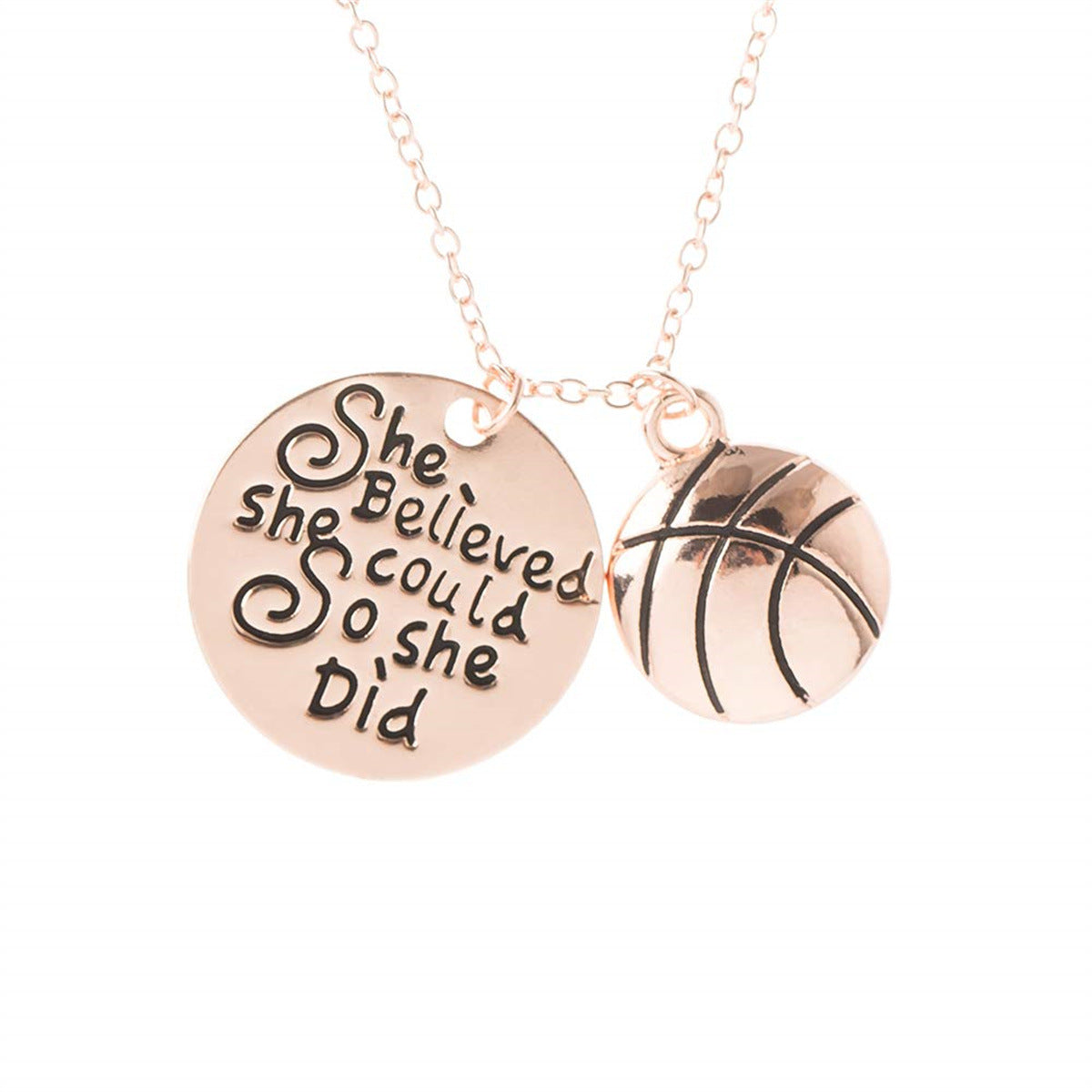 Basketball Charm Laser Sculpture Trend Round Necklaces