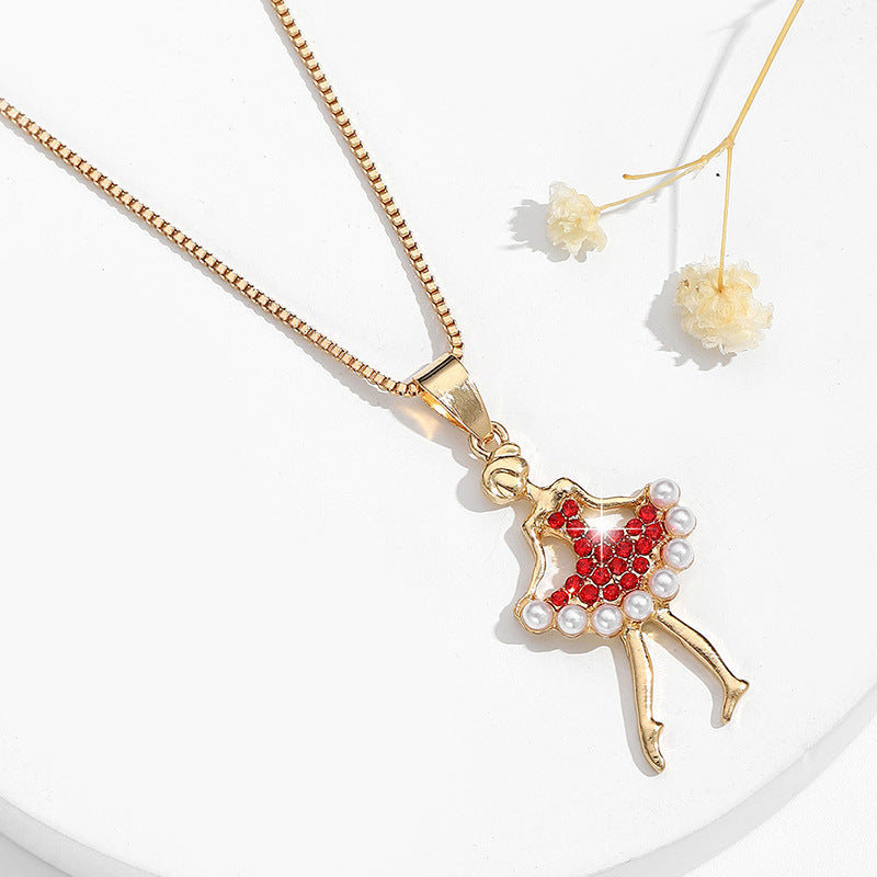 Comfortable Rhinestone Glass Pearl Ballet Cute Pendants