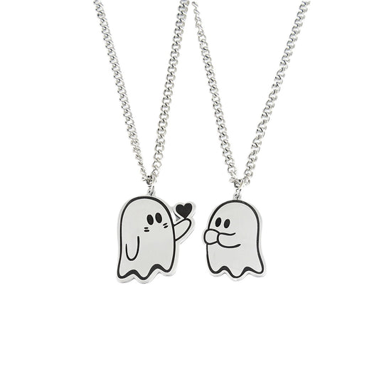 Women's & Men's Halloween Cute Than Heart Ghost Couple Necklaces
