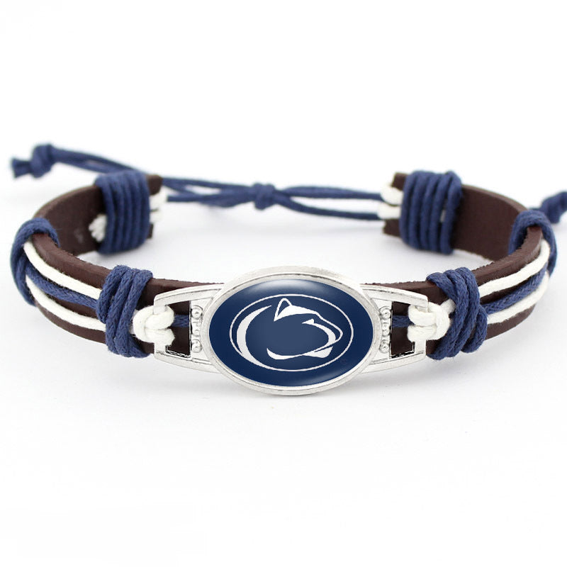 College Team Cowhide Woven Georgian Bulldog Bracelets