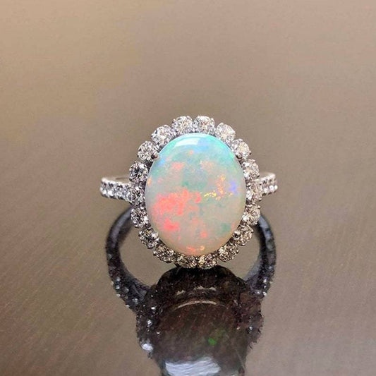 Women's Vintage Alloy Inlaid Opal Engagement Rings