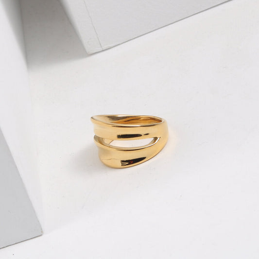 Double Concave Titanium Steel Gold Plating Rings