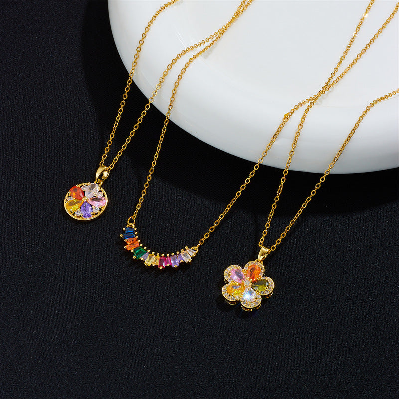 Cool Fashion Ornament Design Geometric Rainbow Necklaces