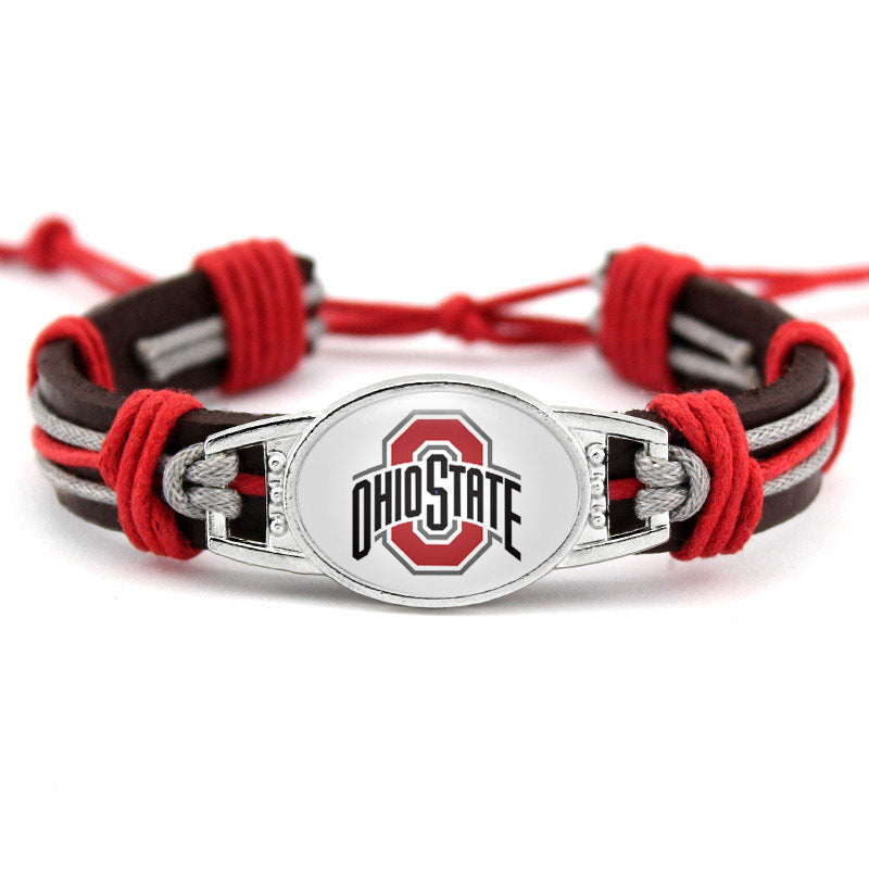 College Team Cowhide Woven Georgian Bulldog Bracelets